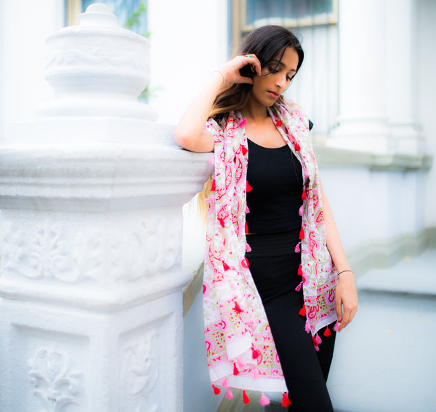 Block printed cotton stoles