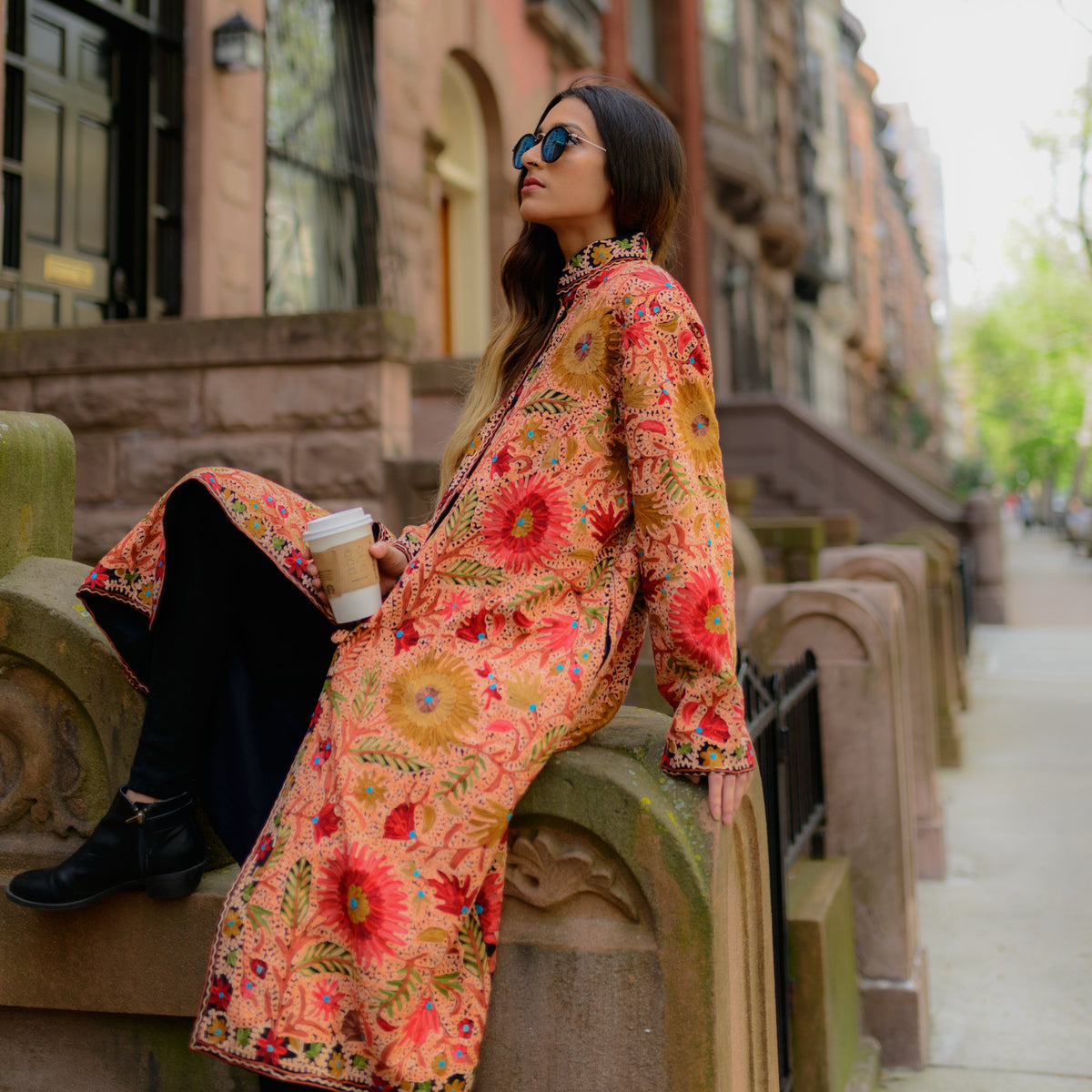 Long Floral Embroidered Jacket — THREADS APPAREL STORE